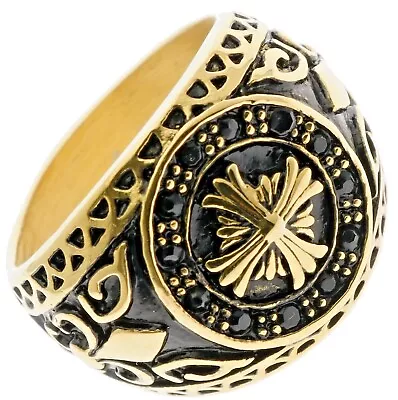 Fleur De Lis French Cross Overlay Stainless Steel Mens Ring Size 13 H6813 T52 • $19.36