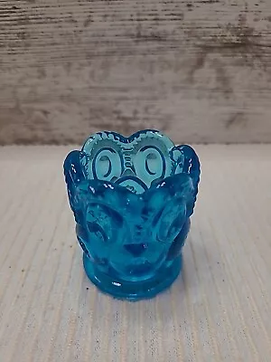 Vintage L.E. Smith Cobalt Blue Moon And Stars Glass Toothpick Holder  • $9