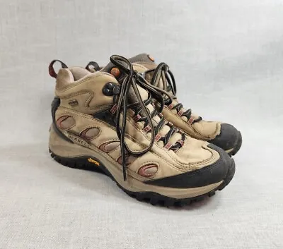 Merrell Radius Waterproof Stone Hiking Trail Shoes Boots Womens 8 Beige Tan • $26.99