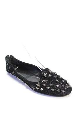$29.01 • Buy Ash Womens Slip On Studded Sequin Loafers Ballet Flats Black Size 37