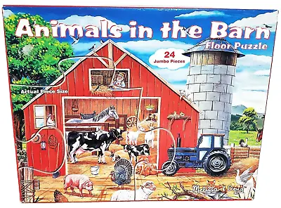 ANIMALS IN THE BARN Melissa & Doug￼ Floor  Puzzle 24 Large Pieces 2 Ft X 3’ Farm • $4.50