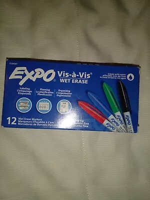 Vis-a-Vis Wet Erase Markers Fine Point Assorted Colors 12 Count EXPO • $28