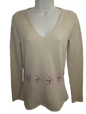 Matilde 100% Cashmere Beige Camel Pink Longer Length Sweater 44 May Fit S • $25.16