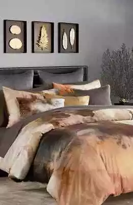 Michael Aram Metamorphosis King Duvet Cover Abstract Burnt Orange Violet Tan New • $179