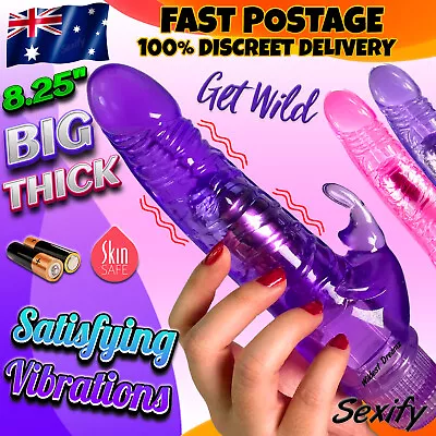 8.2  Extra Large Thick Fat Huge Dildo Vibrator Big Realistic Clit G-spot Sex Toy • $29.95