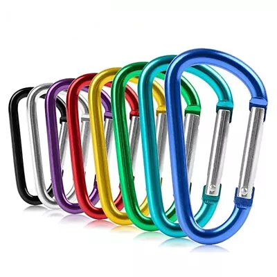 Aluminum Carabiner D Ring Caribeener Clips Spring Snap Hook For Keychain • £3.49