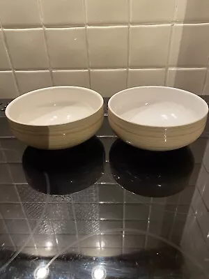 Denby Caramel Stripes Cereal Bowls X2. • £22.99