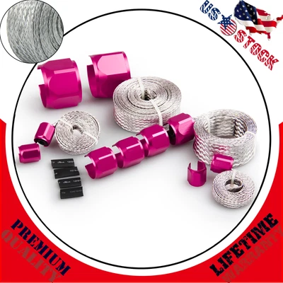 $27.69 • Buy Braided Stainless Steel Vacuum/fuel/radiator/oil Line Dress-up Hose Cover Pink