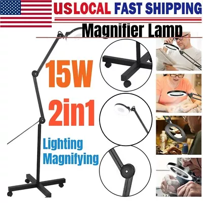 5X Diopter LED Magnifying Floor Stand Lamp Magnifier Facial Glass Reading Light • $46.99