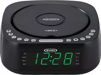 Jensen JCR-375 BLK Green LED CD/MP3 Clock Radio USB Charge (Black)- New • $99.99