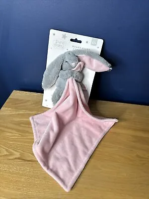 TJM Grey & Pink  Bunny Rabbit Plush Pure Baby Comforter Super Soft Plush Toy • £13.50