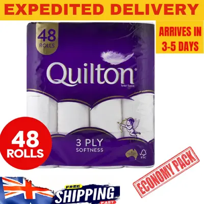 $31.30 • Buy 48x Quilton Toilet Paper Tissue Rolls Thick Soft Absorbent 3-Ply 180 Sheets.....