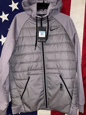 Nike Mens Grey Synthetic Fill Therma Winterized Jacket A01440-056 SZ M Chest 40” • $55