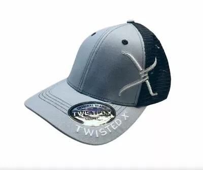 Twisted X Mens Adjustable Snapback Mesh Cap Hat (Grey/Black) • $24.99