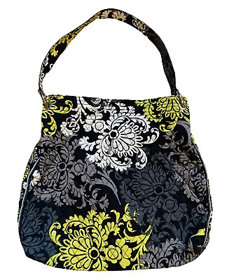 Vera Bradley Baroque Shoulder Bag Purse L Black Yellow Magnet Closure EUC  • $19.99