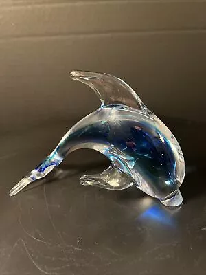 Murano Dolphin Glass Figurine Porpoise Aqua Venice Vincinprova Blue Paperweight • $55.25