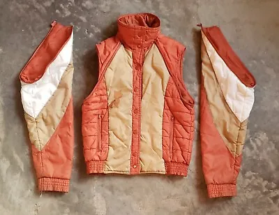 Vtg 70s 80s Ski Puffer Coat Jacket Vest Detachable Sleeves Youth - Small Adult • $45
