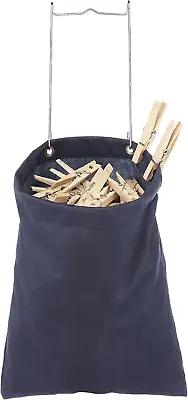 Hanging Clothes Pin Bag Navy 11  X 13  200 Laundry Indoor / Outdoor • $6.50