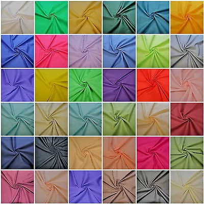 £1.99 • Buy Plain Polycotton Fabric 60 Colours Poly Cotton Dress Craft 