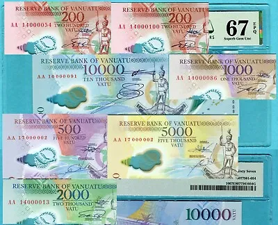 Vanuatu 200 500 1000 2000 5000 10000 Vatu 2010 2014 2017 Polymer PMG Hand Signed • $12999.99