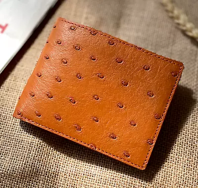 Light Brown Genuine Ostrich Skin Leather Wallet With RFID Blocking Card Holder • £75