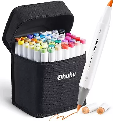 48 Colors Alcohol Brush Markers Ohuhu Double Tipped (Brush & Chisel) Sketch Mar • $84.99