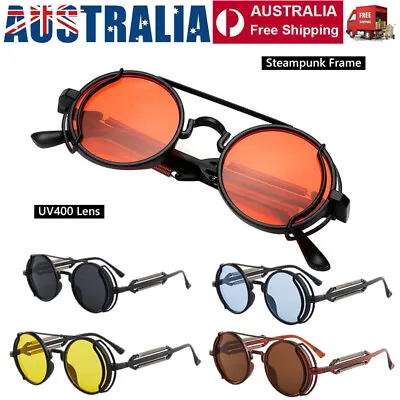 $10.45 • Buy UV400 Round Vintage Retro Sun Glasses Polarized Steampunk Sunglasses Mens Hippie