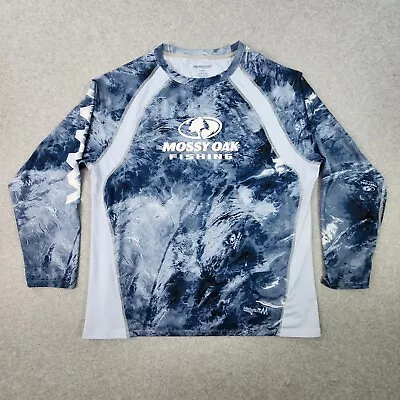 Mossy Oak Fishing Maxx Shirt Mens Size Large Blue Hydroplex Longsleeve Tech Tee • $21.84