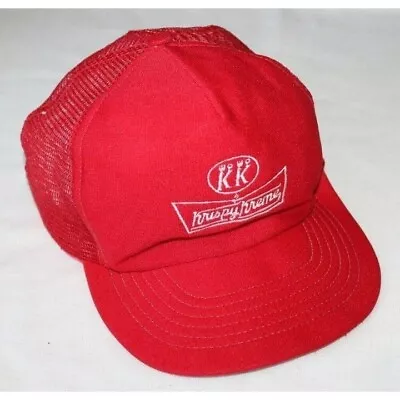 Vintage Krispy Kreme Doughnuts RED Hat Cap Trucker Mesh Donuts Fun Mens CP • $4.53