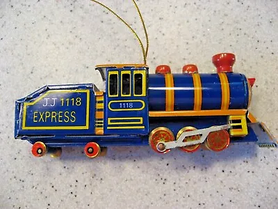 Vintage JJ 1118 Express Tin Metal Train Engine Christmas Ornament • $7