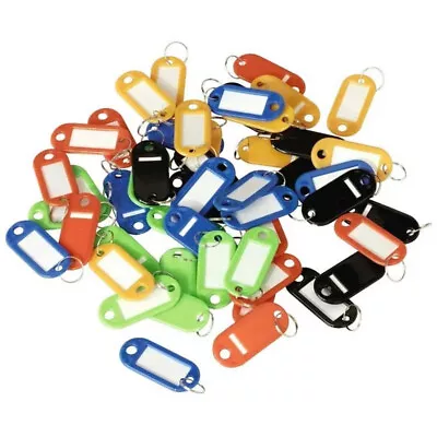 £3.45 • Buy 25 X Assorted Key Fobs Plastic Colour Tags Paper Inserts Split Rings ID Keyring 