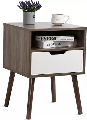 ( Open Box ) Mid-Century Modern End Table Or Nightstand In Light Gray • $26.21