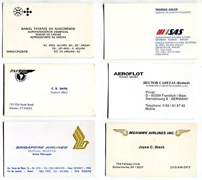 Airline Business Cards: Sas Singapore Aeroflot Paa Varig/cruzeiro Mohawk • $4.70