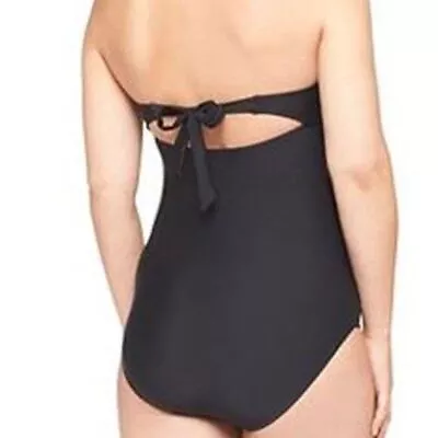 New Liz Lange Maternity Black Bandeau One-Piece Swimsuit Medium No Halter Strap • $13.99