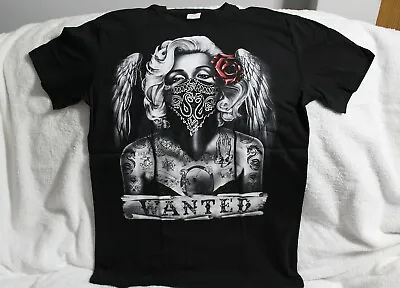 Marilyn Monroe Wings Wanted Bandana Rose Skull Dragon Tattoo T-shirt Shirt • $11.37