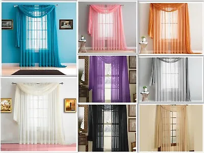 Empire Home 216  Long Sheer Curtain Valance Window / Scarf Great Value 30 Colors • $7.15