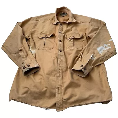 Cabelas Deerskin Chamois Shirt Mens L Thick Heavy Long Sleeve (missing Buttons) • $15