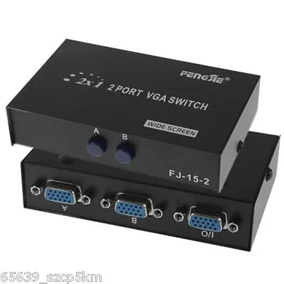 2-port VGA Video &Audio Switch Switcher Box Selector 2 In 1 Out PC Monitor Share • $7.93