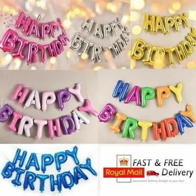 £2.85 • Buy  Large Happy Birthday Self Inflating Balloon Banner Bunting Party Decoration Uk