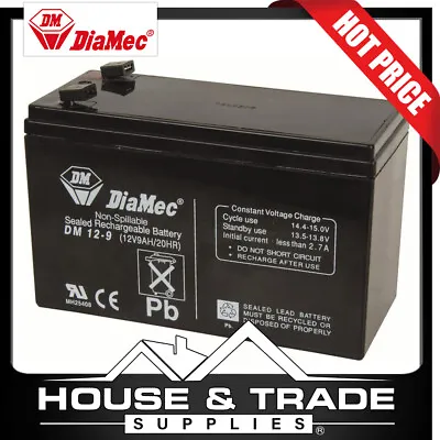 DiaMec Battery 12V 9Ah SLA Cycle Voltage 14.4-15v SB2487 • $52.90