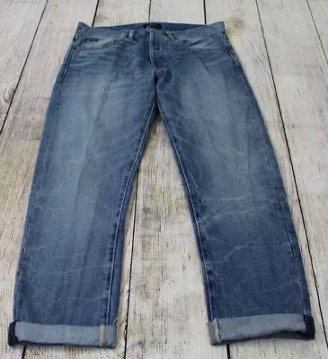 Polo Ralph Lauren Sullivan Slim Button-Fly Cuffed Distressed Blue Jeans 31 X 26 • $29.99