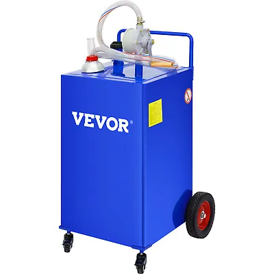 VEVOR 30 Gallon Gas Caddy Fuel Diesel Oil Transfer Tank 4 Wheels Portable Pump • $178.68