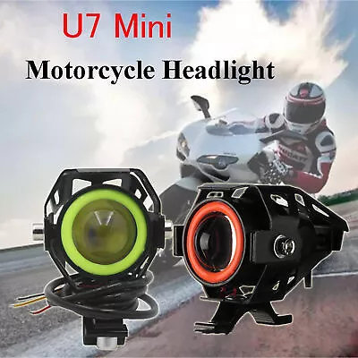 LED Motorcycle Headlight Auxiliary Mini Spotlights Universal Angel Eyes Lamp • $13.83