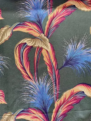 Vintage ART DECO Tropical Bark Cloth Fabric South Beach 5 Yards X 55  (180  X 55 • $199.95