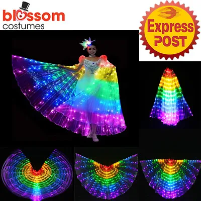 N279 Rainbow LED Butterfly Wings Glow Light Up Belly Dancer Festival Mardi Gras • $65.75