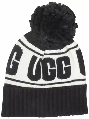 Ugg Women's Knit Logo Stadium Beanie Hat Black (One Size Fits Most) 20067 • $54.95