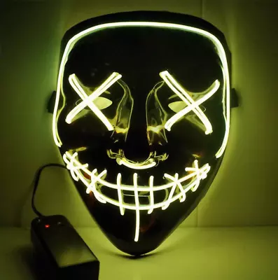 Glowing Black V Halloween Horror Glowing Vendetta Skull Mask Trick Or Treat Mask • $20.30