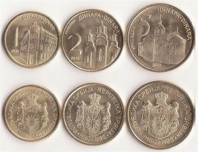 SERBIA COMPLETE FULL COIN SET 1+2+5 Dinara 2013 UNC UNCIRCULATED LOT Of 3 COINS • $3.79