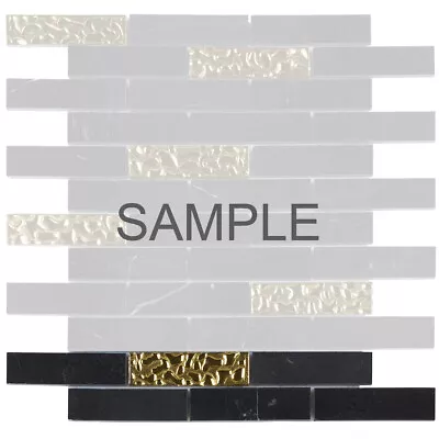 Black Marquina Marble Stone Gold Glass Mosaic Tile Brick Join Kitchen Backsplash • $3.99