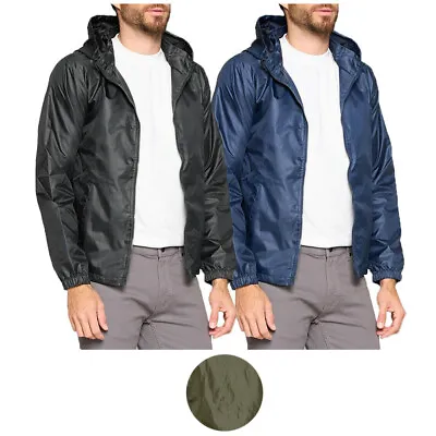 Men's Water Resistant Windbreaker Zip Up Hooded Lightweight Casual Rain Jacket • $24.88